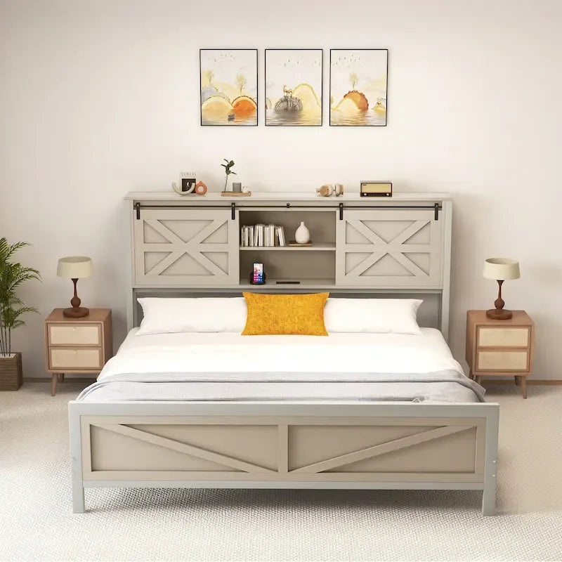 Moasis Farmhouse Oak Queen/King Size Bed Frame - image 1