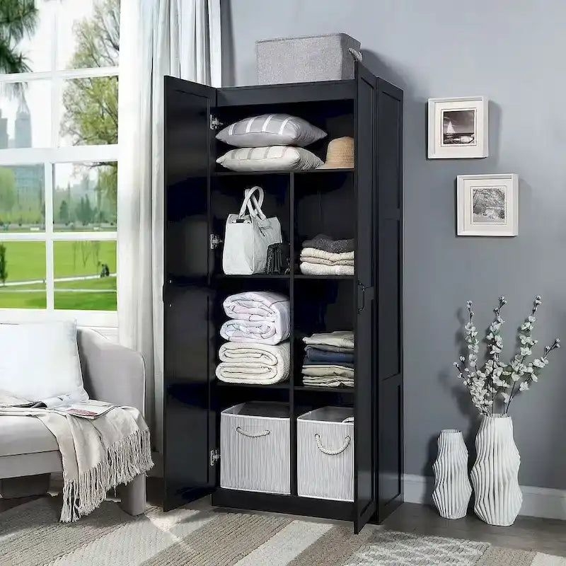 Modern Storage Wardrobe Cabinet with Doors and Multi Compartment Shelves - image 26