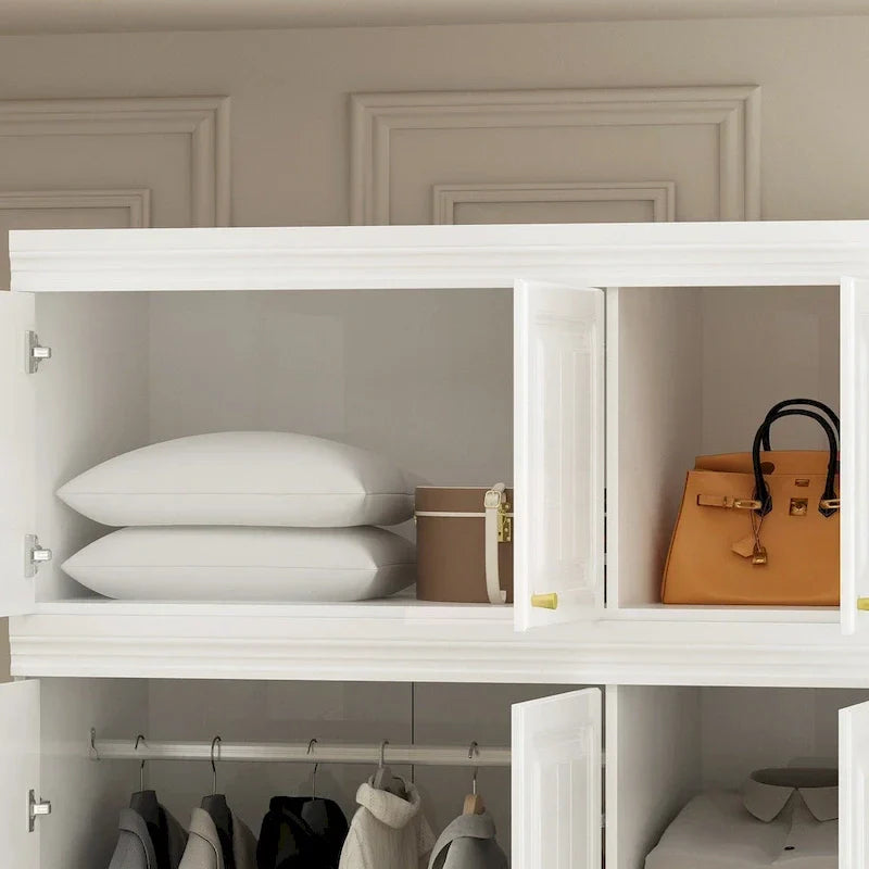 Modern Wardrobe Armoire with Hanging Rod Shelves and Drawers - image 14