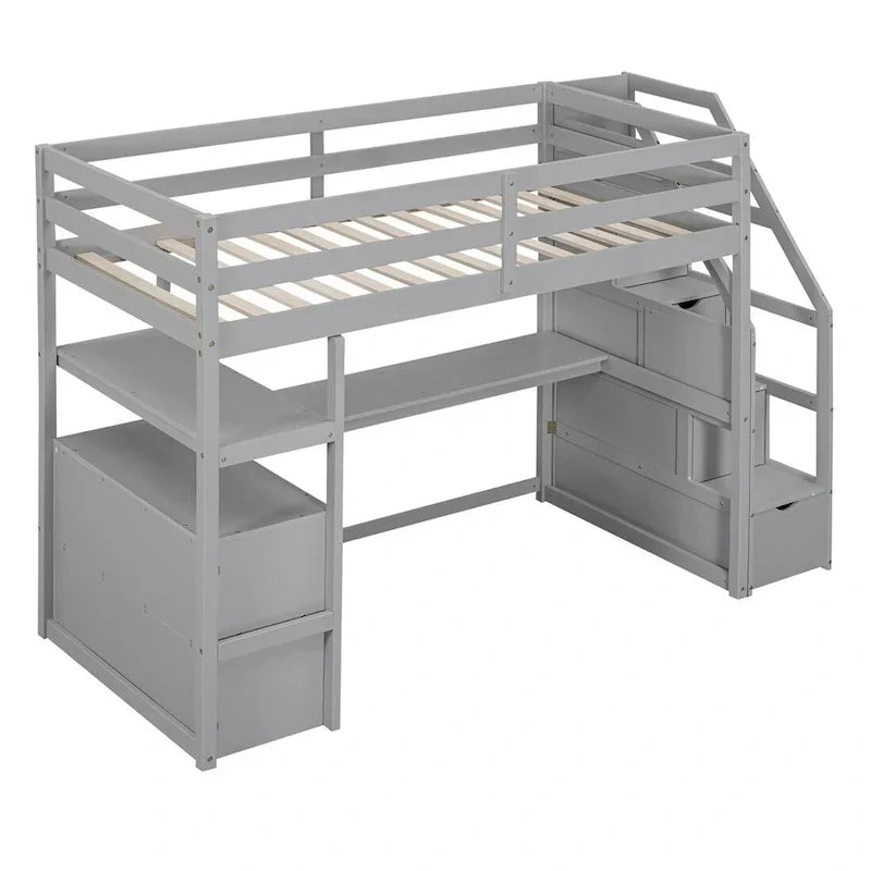 Merax Loft Bed with Integrated Desk and Storage Shelves - image 10