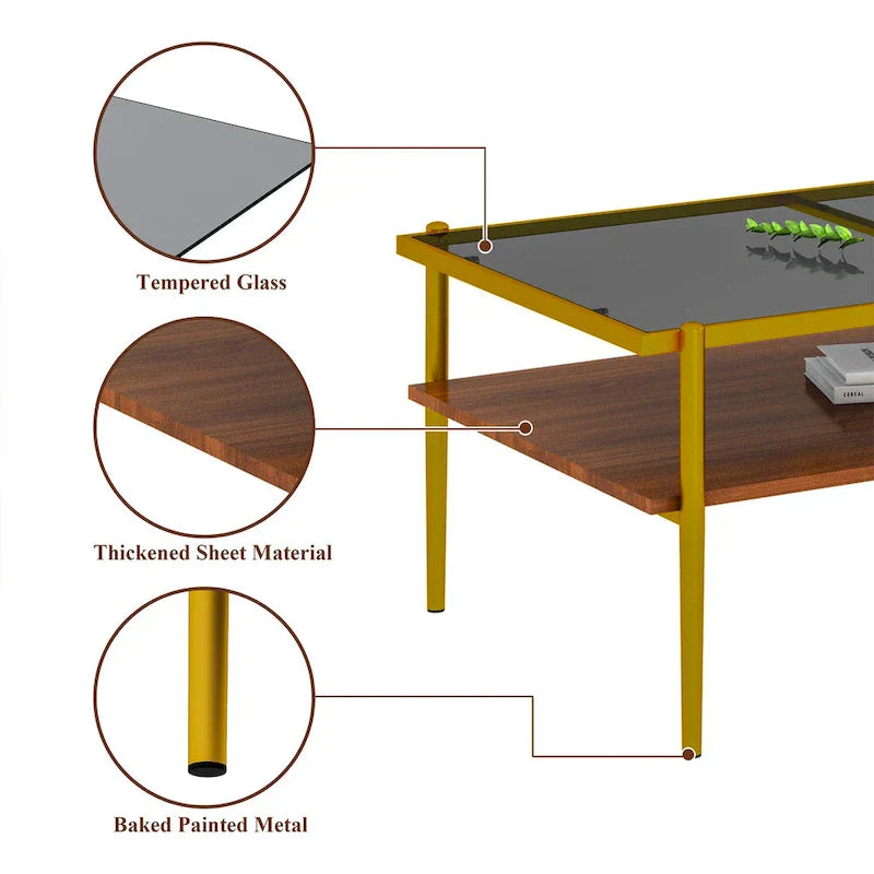 Modern Rectangular Coffee Table with Tempered Glass Surface for Living Room - image 18