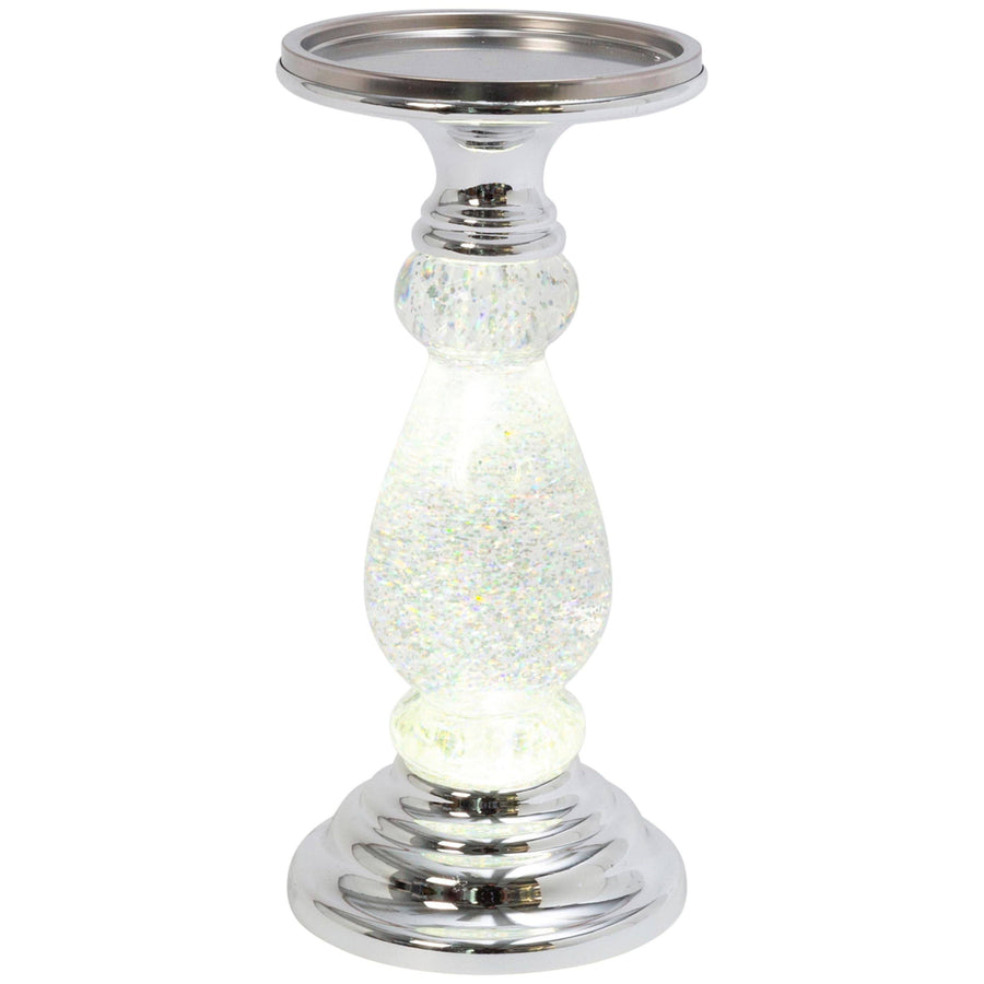 Gerson 10.25-Inch Battery Operated Water Globe Candle Holder, Silver - image 1