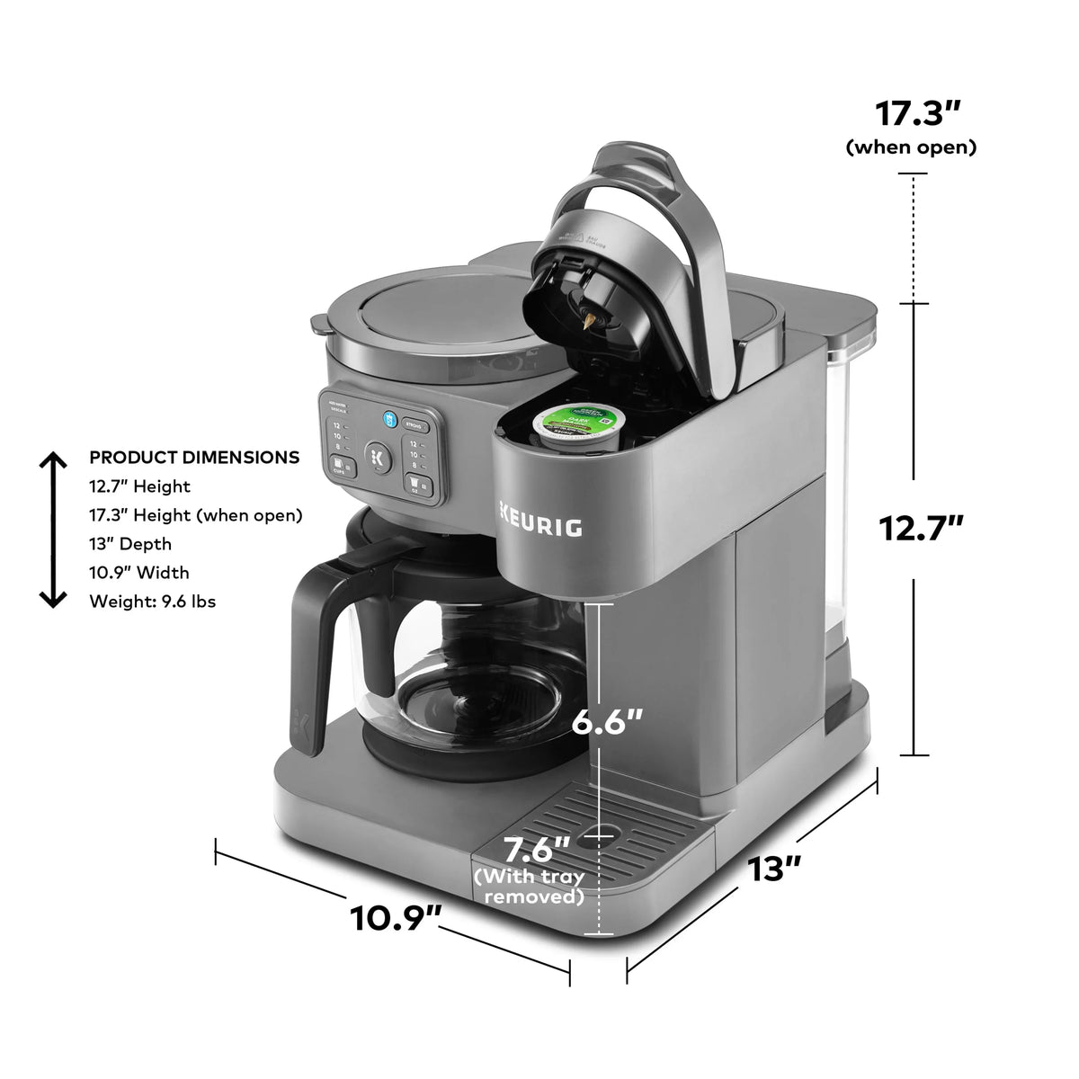 Keurig K-Duo Essentials, Hot & Iced Single-Serve K-Cup Pod Coffee Maker & Carafe,  Moonlight Grey - image 7