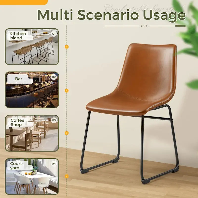 Set of 2 Homall Brown PU Leather Counter Bar Stools with Backrest and Footrest - image 9