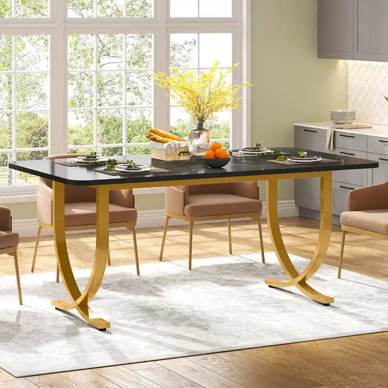 Modern 63-Inch Black Rectangular Dining Table for 4 to 6 People - image 5