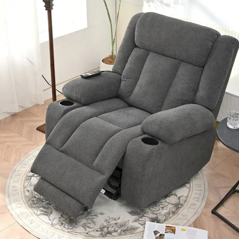 Elevated Recliner Chair for Seniors - Fabric Lift Chair with Extended Footrest, Dual Cup Holders, Side Pockets, and Remote Control - image 22