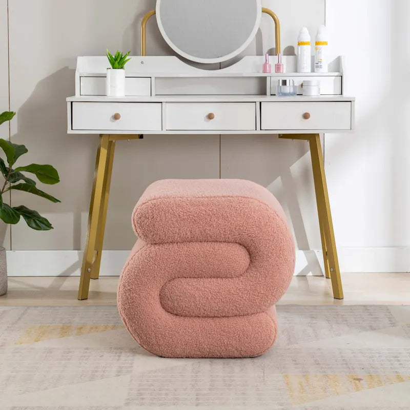 Contemporary S-Shape Ottoman Makeup Stool and Footrest for Living Room and Bedroom - image 13