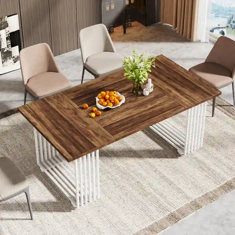 Contemporary 70.8-Inch White Dining Table for 6-8 Guests - image 12