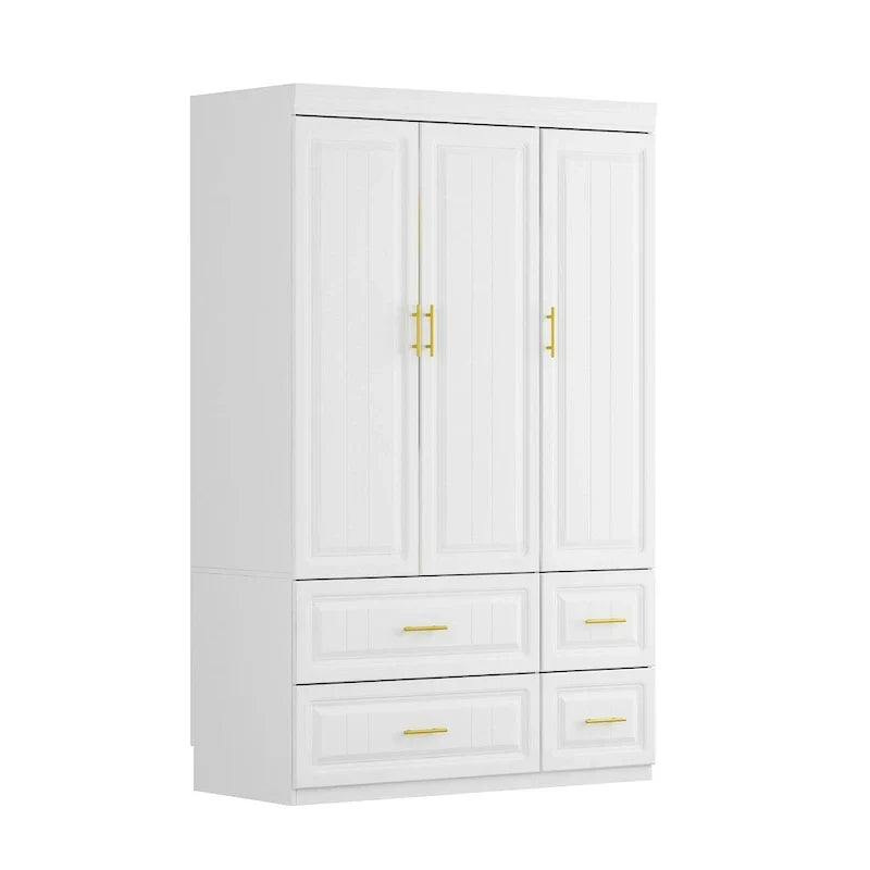 Modern Wardrobe Armoire with Hanging Rod Shelves and Drawers - image 20