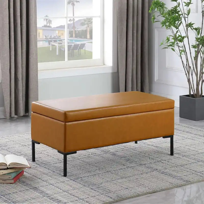 HomePop Metal-Leg Storage Bench - image 1