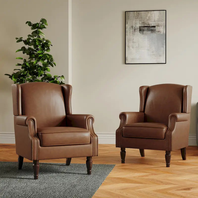 Pair of Stylish Upholstered Accent Chairs with Patterns for Living Room - image 30