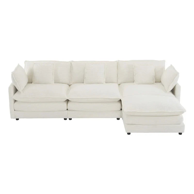 112.6-Inch Corduroy Upholstered L-Shaped Modular Sectional Sofa with Convenient Side Storage Pockets - image 5