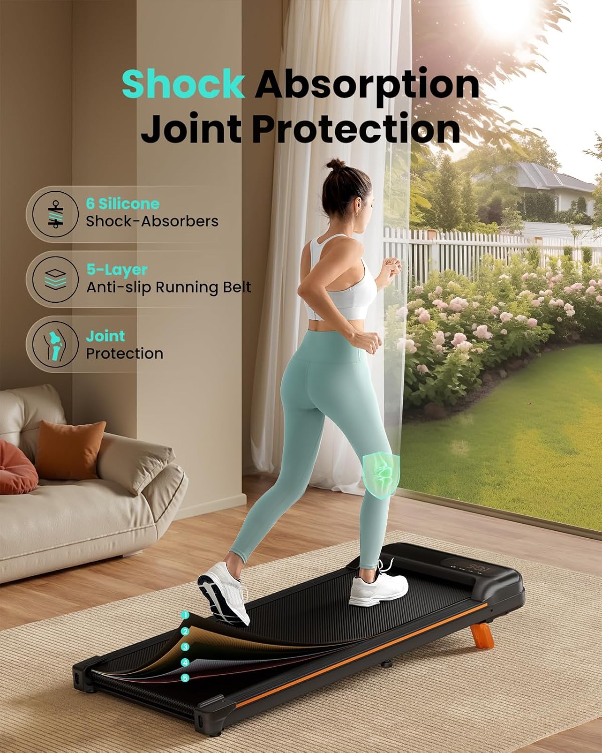 Walking Pad, Under Desk Treadmill with Incline for Home Office 2.5HP Portable Walking Treadmill with 280 Lbs Weight Capacity Walking Machine, Remote Control, LED Display - image 13