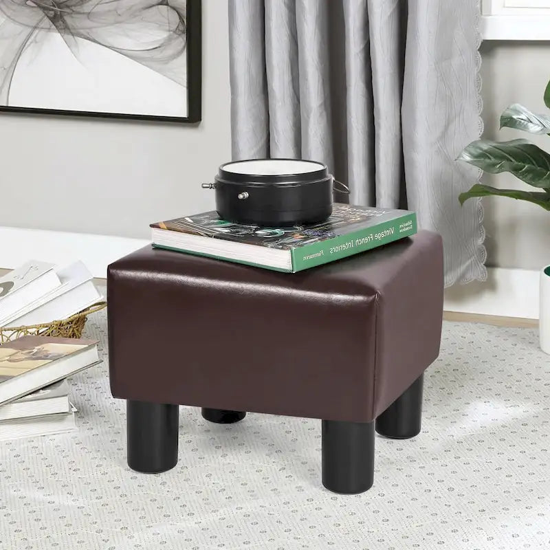 Adeco Faux Leather Footrest Ottoman with Plush Upholstery - image 8