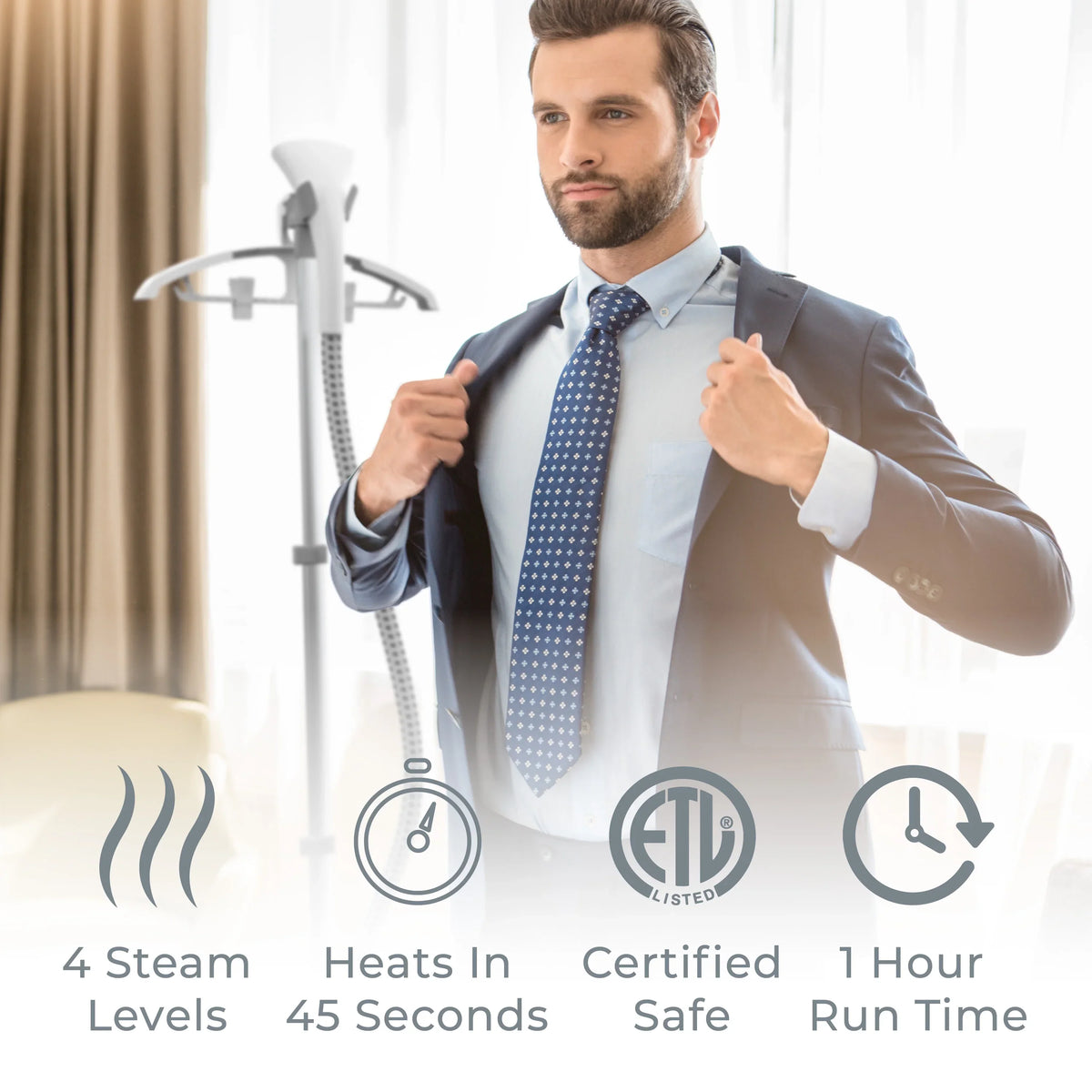 Pure Enrichment PureSteam Pro Upright Clothes Steamer - Professional Standing Garment Steamer & Foot Pedal - Half Gallon Tank with 1 Hr of Sanitizing - image 5