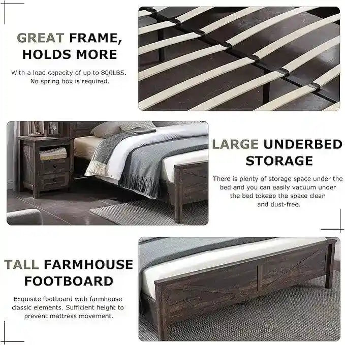 Farmhouse Full Bed Frame with Storage Shelves and Built-in Charging Station - image 22