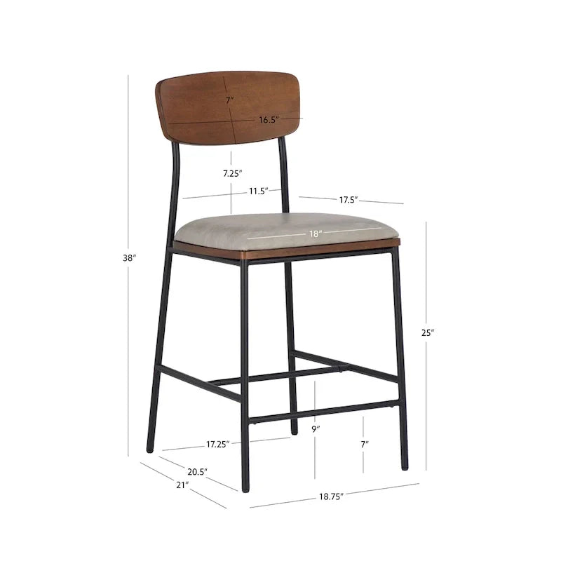 Lowrey 25-Inch Counter Stool with Metal Frame and Faux Leather Upholstery - image 12