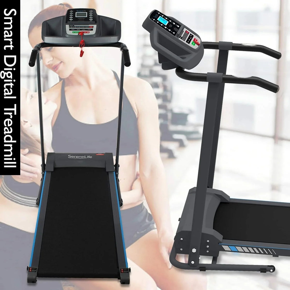 SereneLife Folding Treadmill - Foldable Home Fitness Equipment with LCD for Walking & Running - Cardio Exercise Machine - Preset and Adjustable Programs - Bluetooth Connectivity - image 25