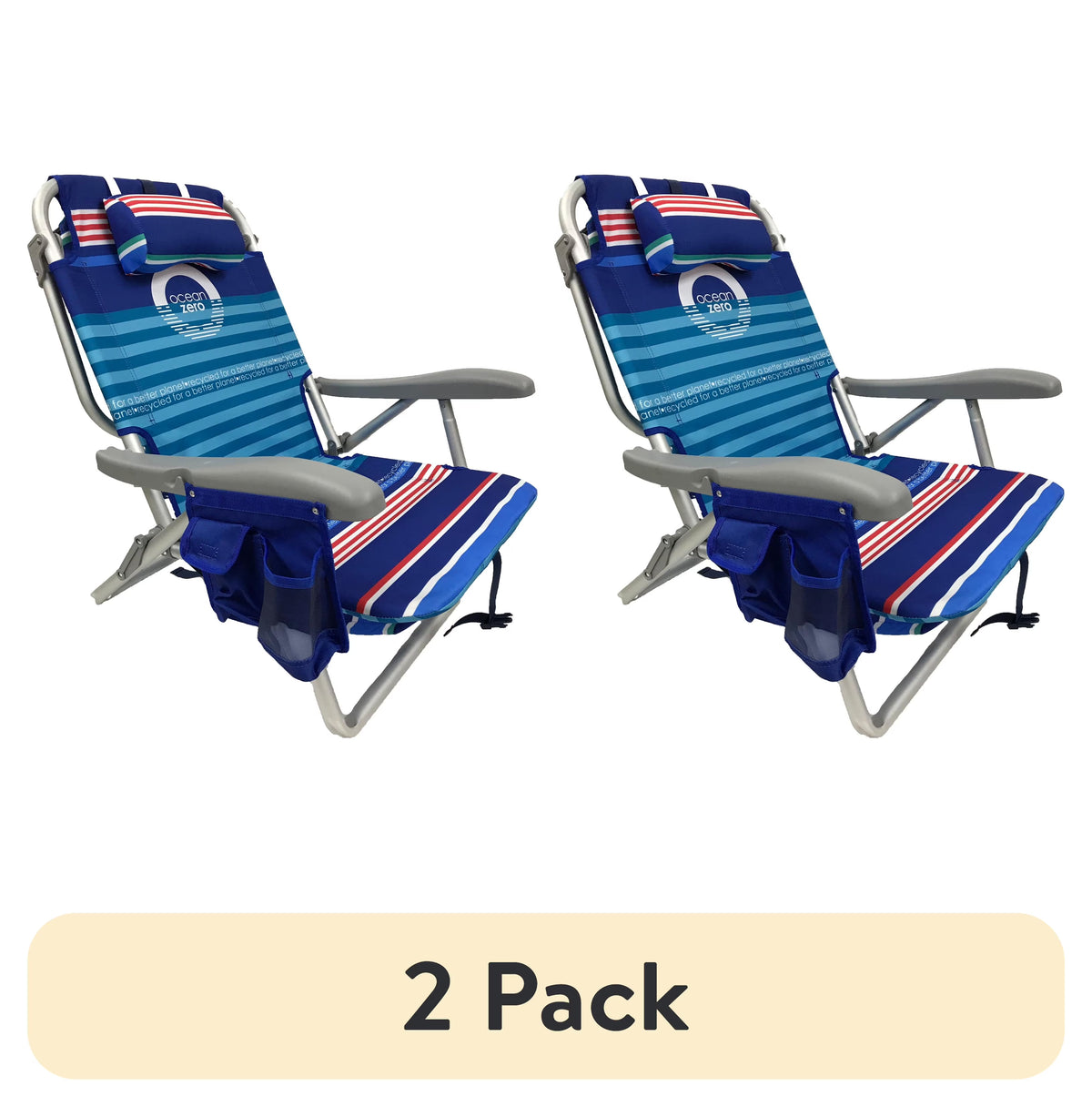 (2 pack) Ocean Zero Deluxe Backpack Chair Striped - image 1