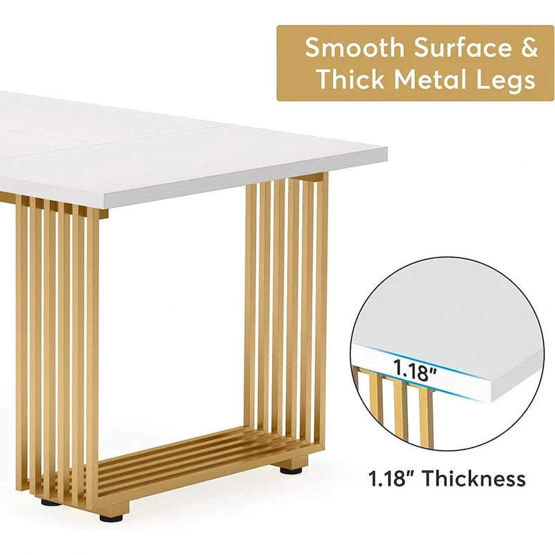 Contemporary 70.8-Inch White Dining Table for 6-8 Guests - image 7