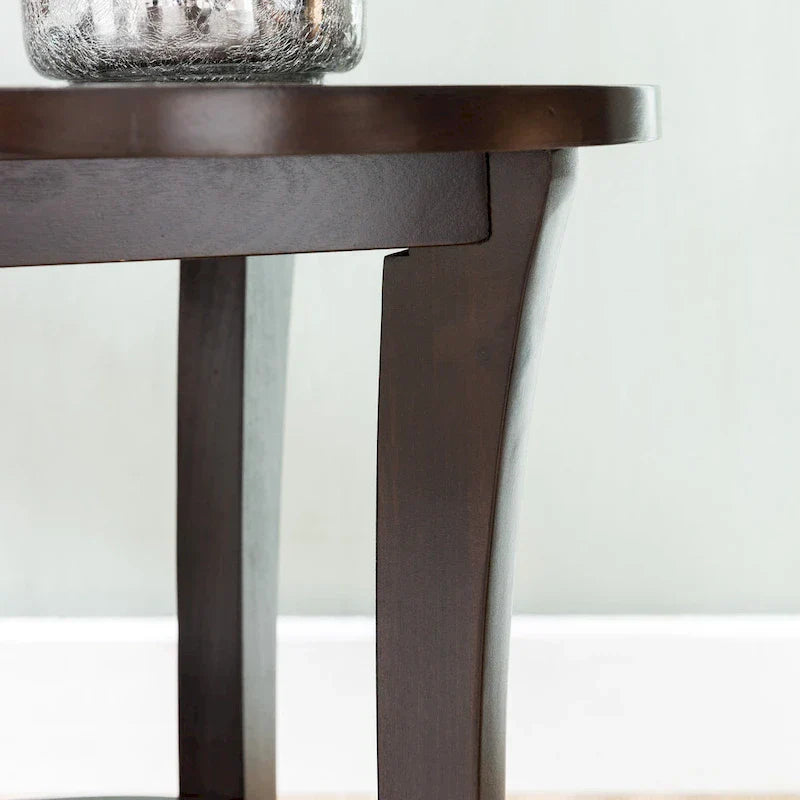Round Side Table with Shelf and Solid Wood Construction - image 16