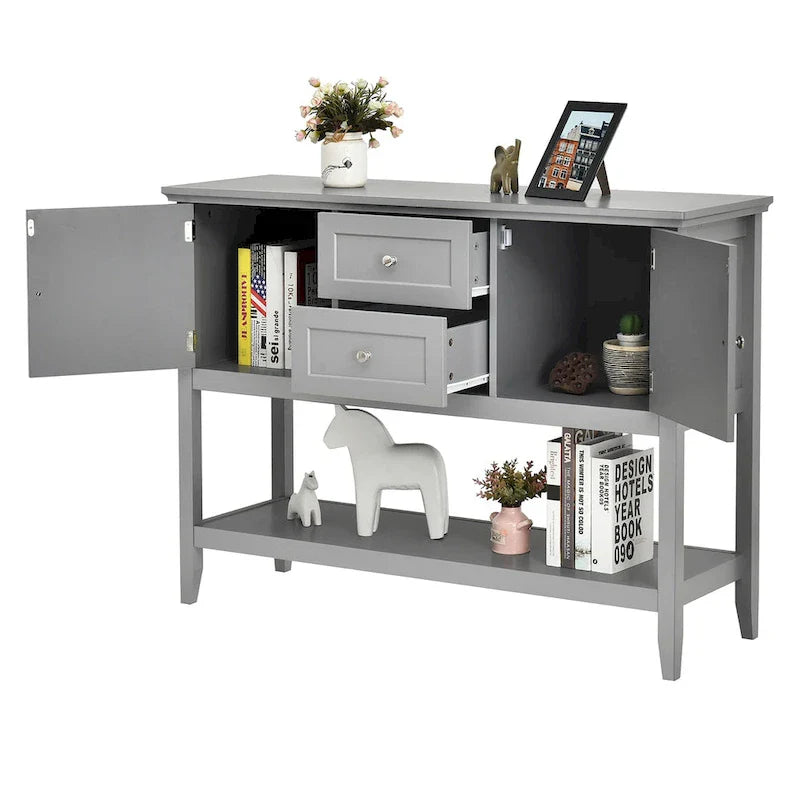 Modern Wooden Sideboard Buffet Cabinet with Drawers & Open Shelf - image 13