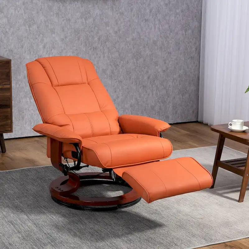HomCom Faux Leather Adjustable Manual Swivel Base Recliner Chair with Comfortable and Relaxing Footrest - image 8