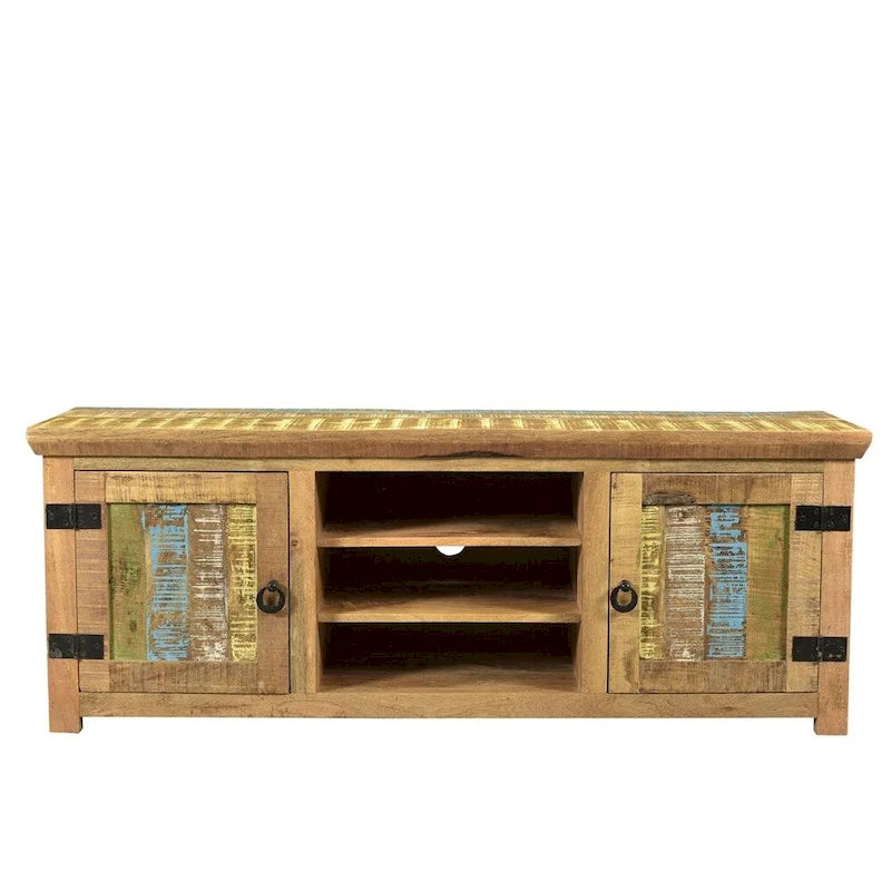 Handcrafted Solid Mango Wood TV Console from India - 60" x 18" x 22" - image 2