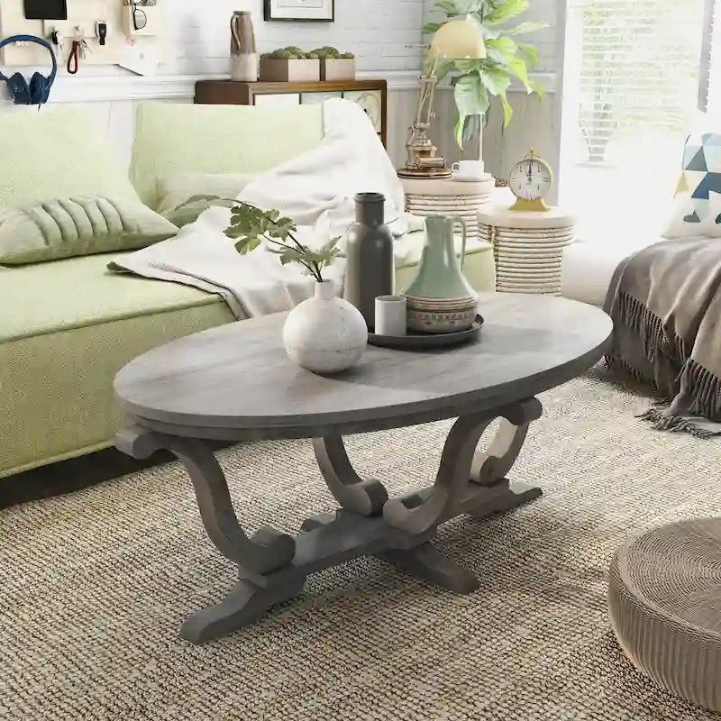 Denhour 48-Inch Vintage Grey Farmhouse Coffee Table - DH BASIC Collection - image 11