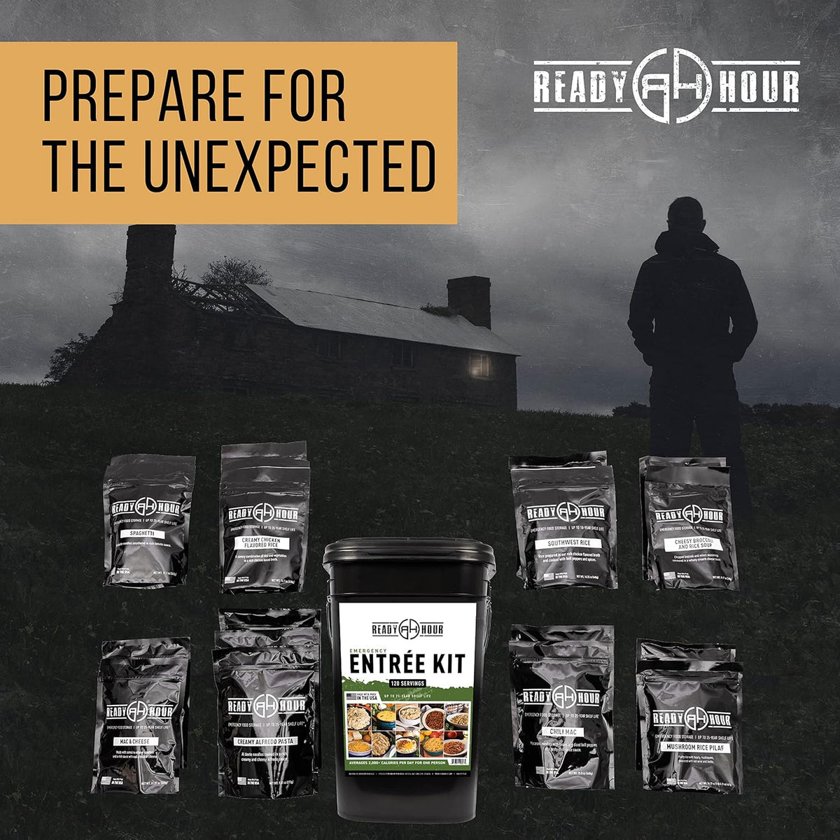 Ready Hour, Emergency Meal Entrées, Real Non-Perishable Meals, 25-Year Shelf Life, Portable Flood-Safe Container, 120 Servings - image 2