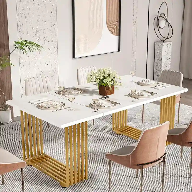 Contemporary 70.8-Inch White Dining Table for 6-8 Guests - image 1