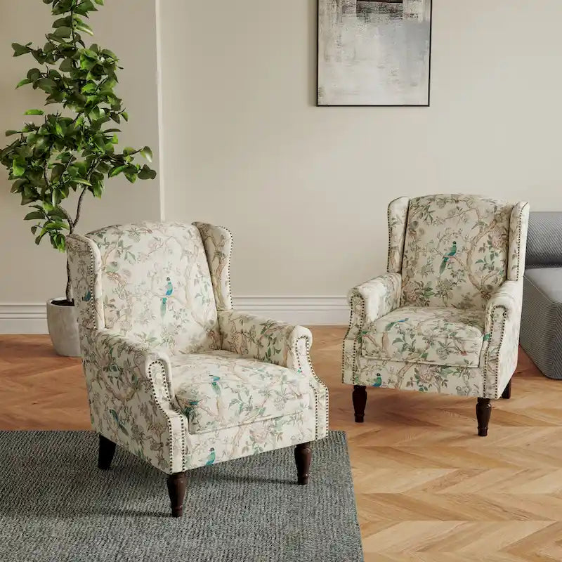Pair of Stylish Upholstered Accent Chairs with Patterns for Living Room - image 44