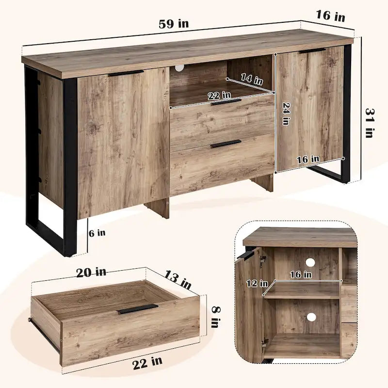 2-Door, 2-Drawer Storage Cabinet and TV Stand - image 13