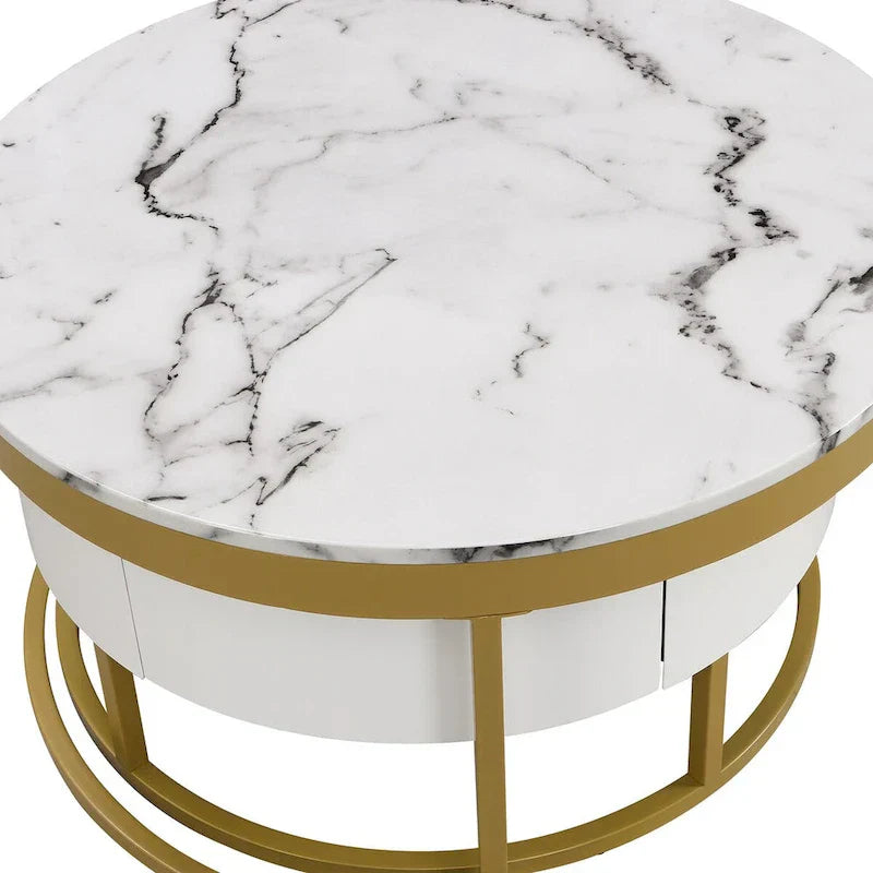 GEITIN Contemporary Round Nesting Coffee Table with Storage Drawers - image 10