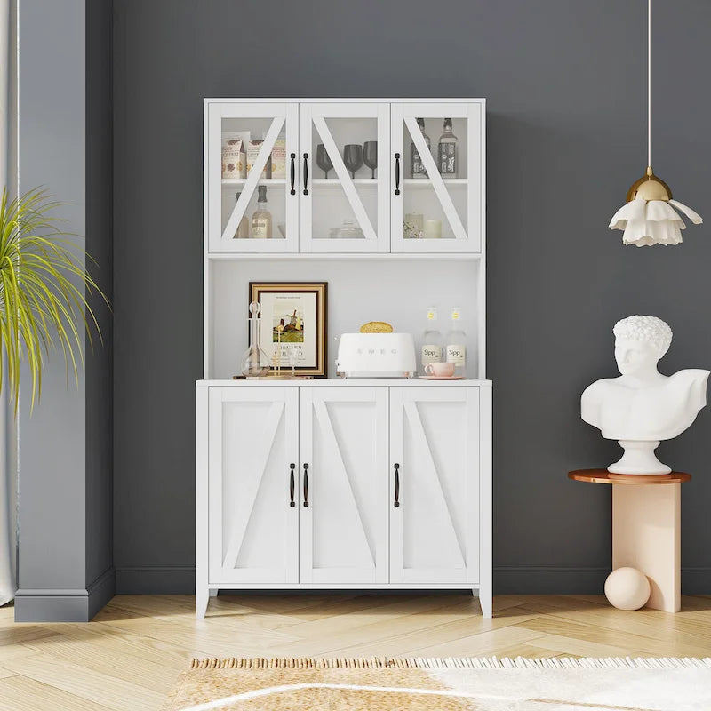 Spacious Kitchen Pantry Storage Cabinet Featuring Glass Doors - image 5