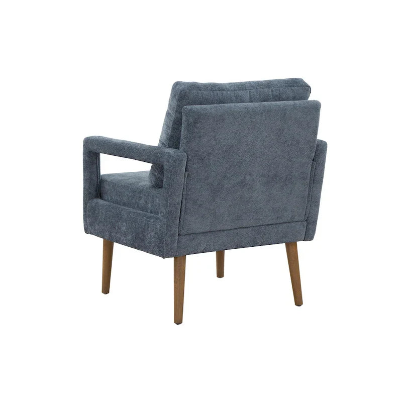Soft Cushion Blue Chenille Upholstered Armchair - 25.98" Height - image 5