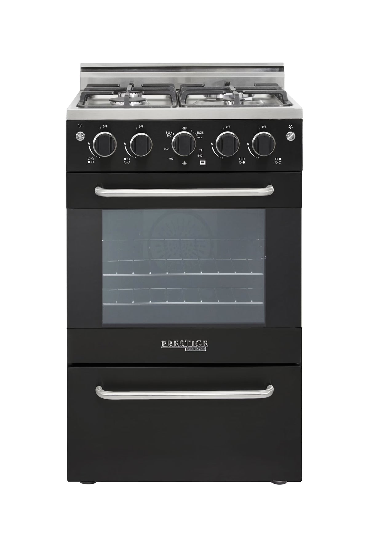 Prestige 20 in. 1.6 cu. ft. Gas Range with Convection Oven and Sealed Burners in Midnight Black - image 1