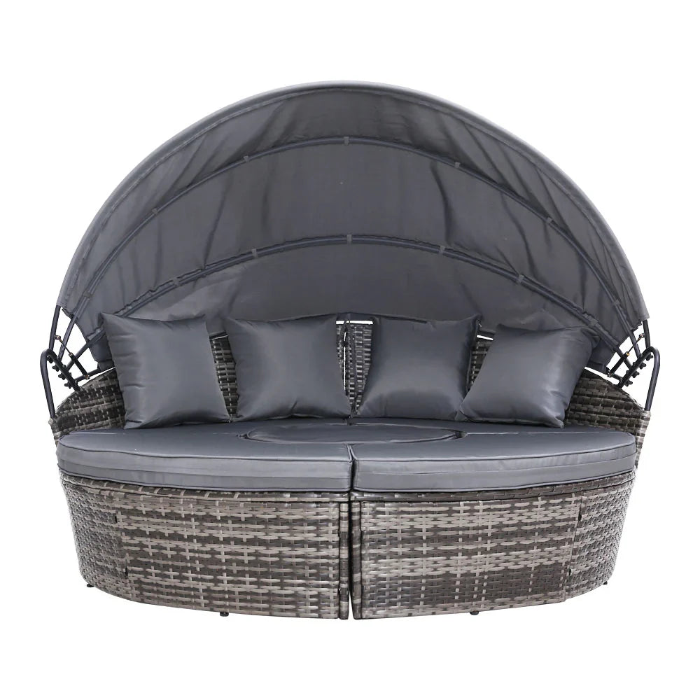 Gardeon Sun Lounge Setting Wicker Lounger Day Bed Patio Outdoor Furniture Grey - image 3