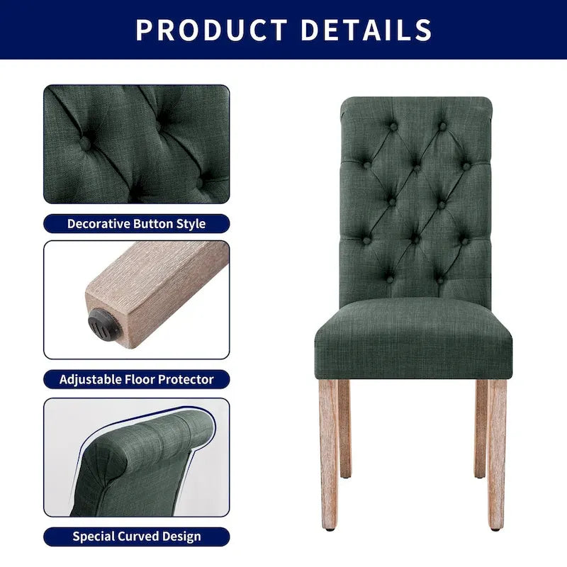 CHUN YI Modern Linen Parsons Dining Chairs - Set of 2 with Button Detail - image 14