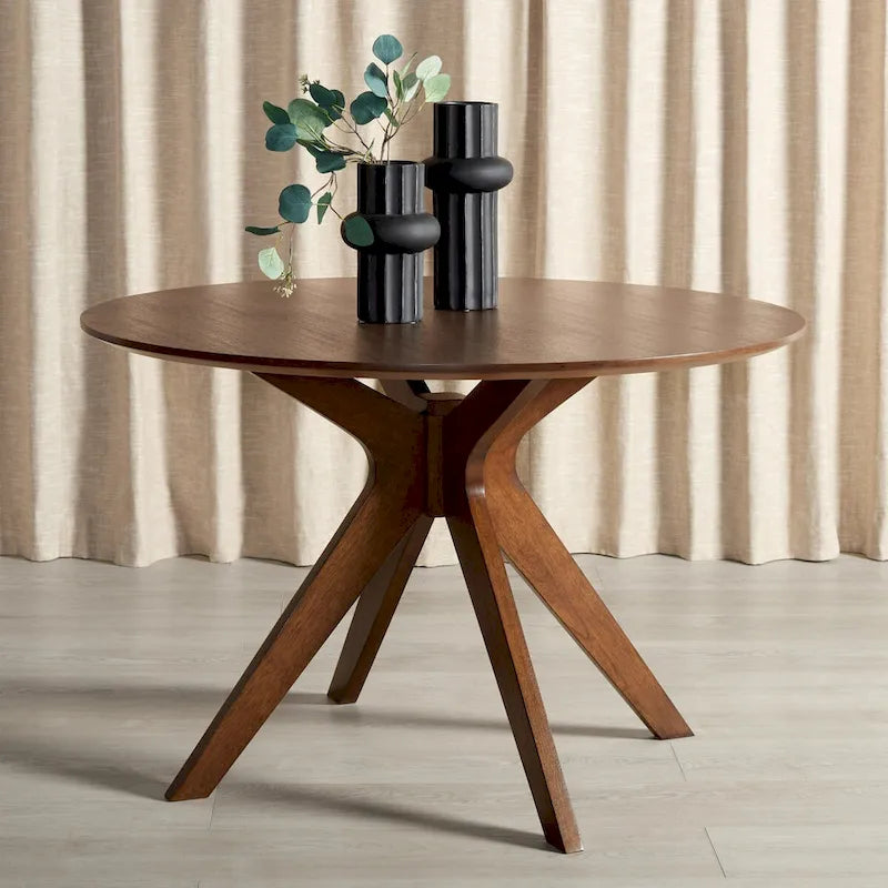 Round Dining Table with Wooden Base for Kitchen and Dining Room - image 5