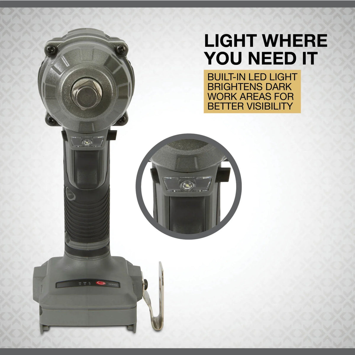 Klutch 1/2in. Impact Wrench, KLiQ 20V, 500 Ft./Lbs. Breakaway Torque, Brushless, Cordless, Bare Tool - image 5