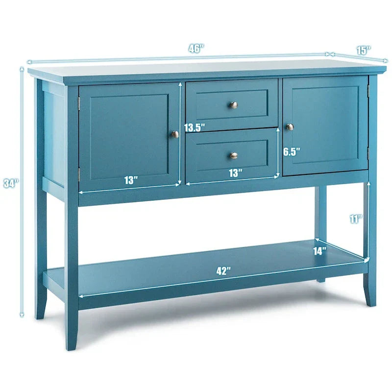 Modern Wooden Sideboard Buffet Cabinet with Drawers & Open Shelf - image 18