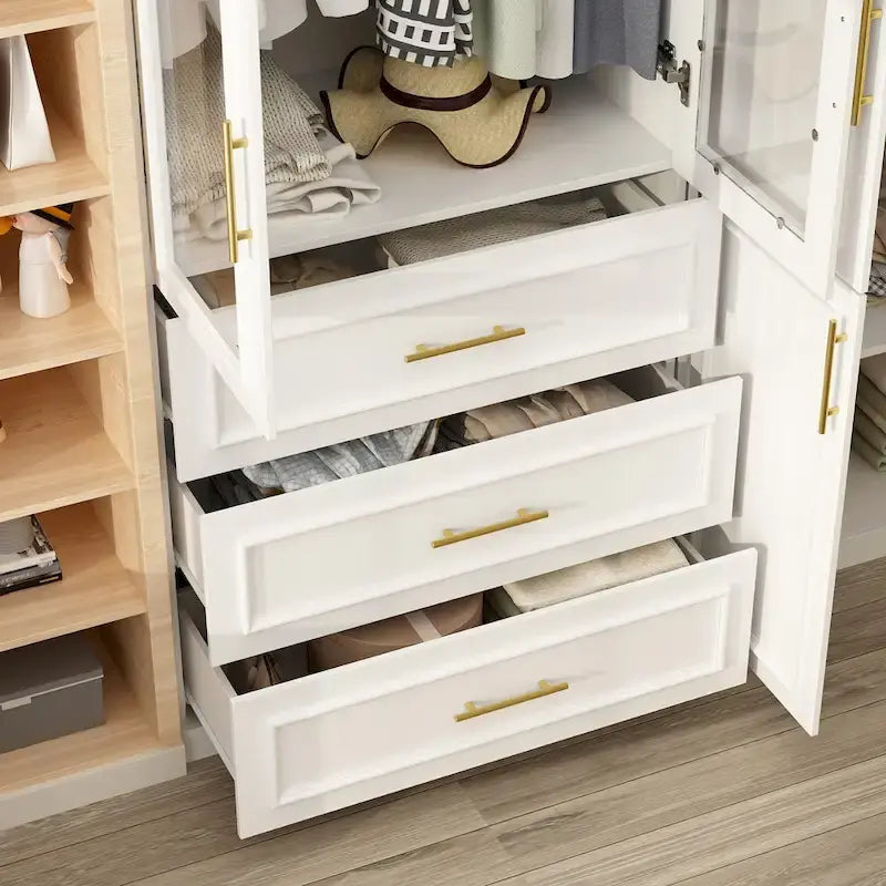 74.8-Inch Tall Large Modular Wardrobe Closet with Glass Doors - image 17