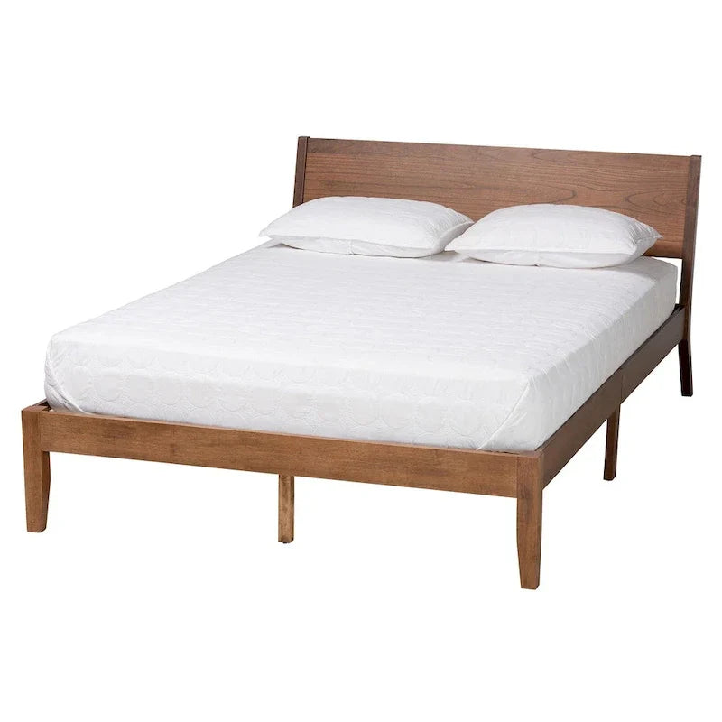 Salvatore Mid-Century Modern Walnut Brown Wood Platform Bed - image 2