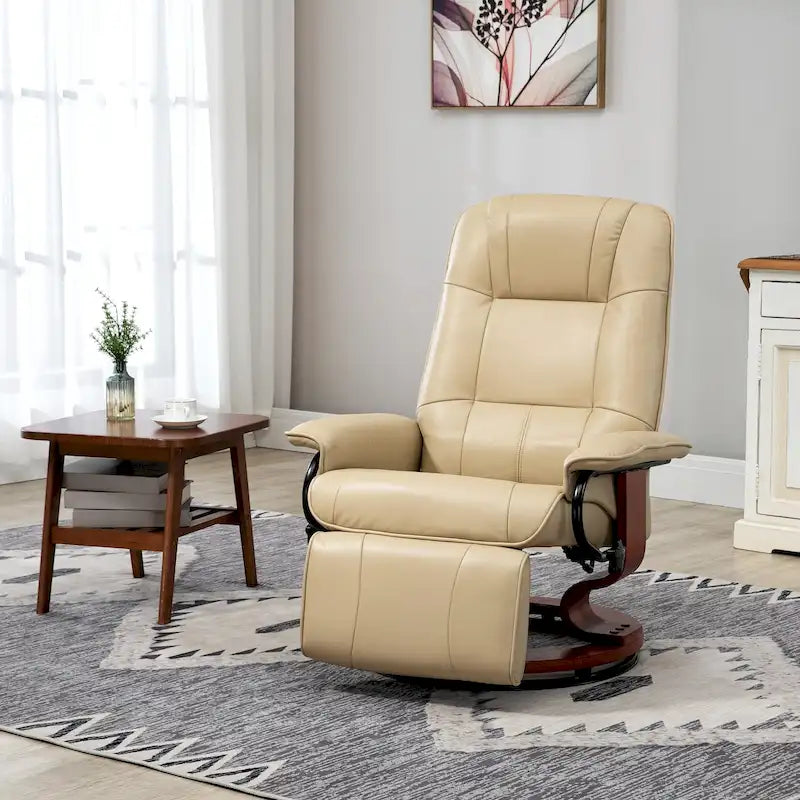 HomCom Faux Leather Adjustable Manual Swivel Base Recliner Chair with Comfortable and Relaxing Footrest - image 5