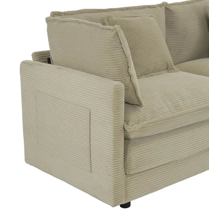 112.6-Inch Corduroy Upholstered L-Shaped Modular Sectional Sofa with Convenient Side Storage Pockets - image 27