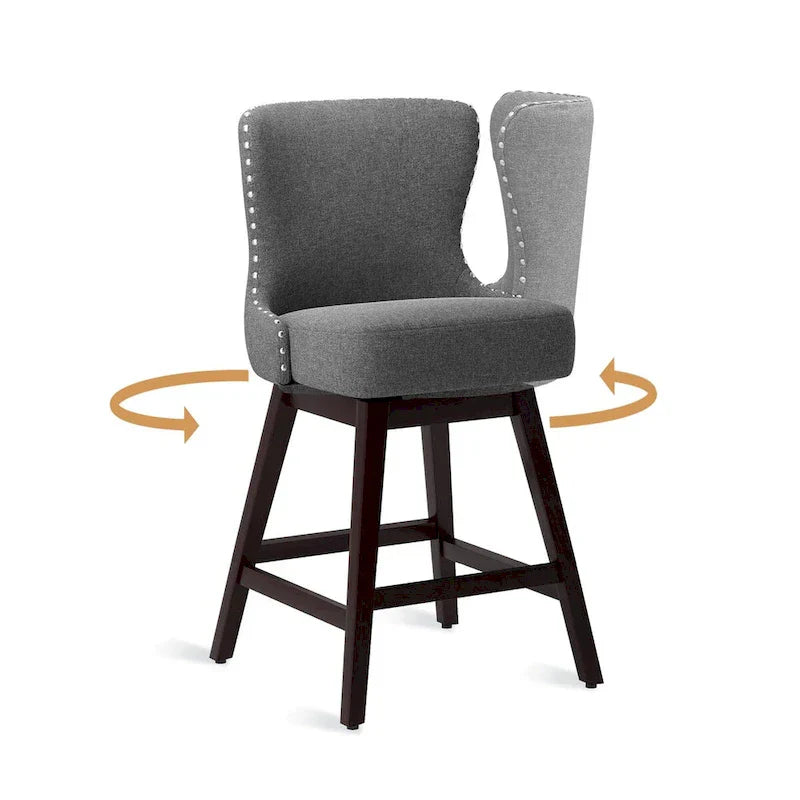 LUE BONA Set of 4 Mid-Century Modern 26-Inch Swivel Counter Stools with Faux Leather and Fabric Upholstery for Kitchen Island - image 27