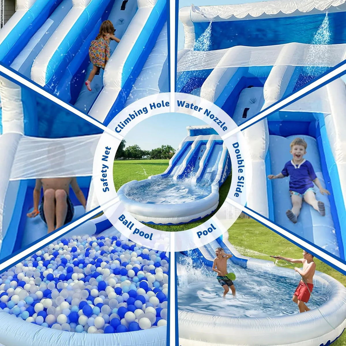 Large Inflatable Water Slide Swimming Pool Play Center, Commercial Grade Lightweight Premium Water Slide Bounce House 20.6x9.5x9.3Ft for Kids and Adults (with Blower) - image 5
