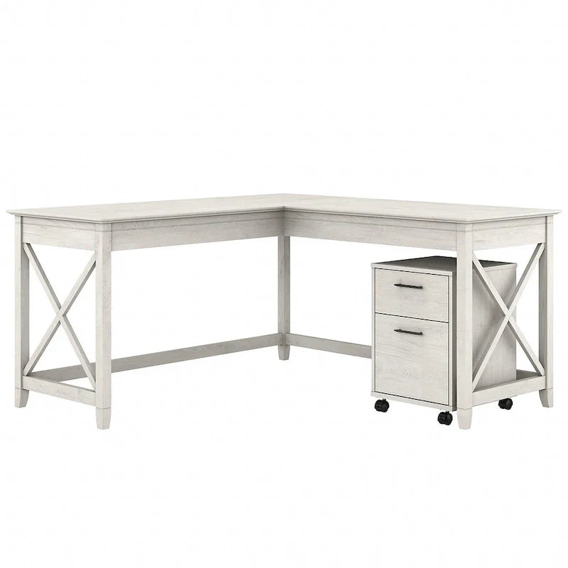 Bush Furniture Key West 60-Inch L-Shaped Desk with Rolling File Cabinet - image 40
