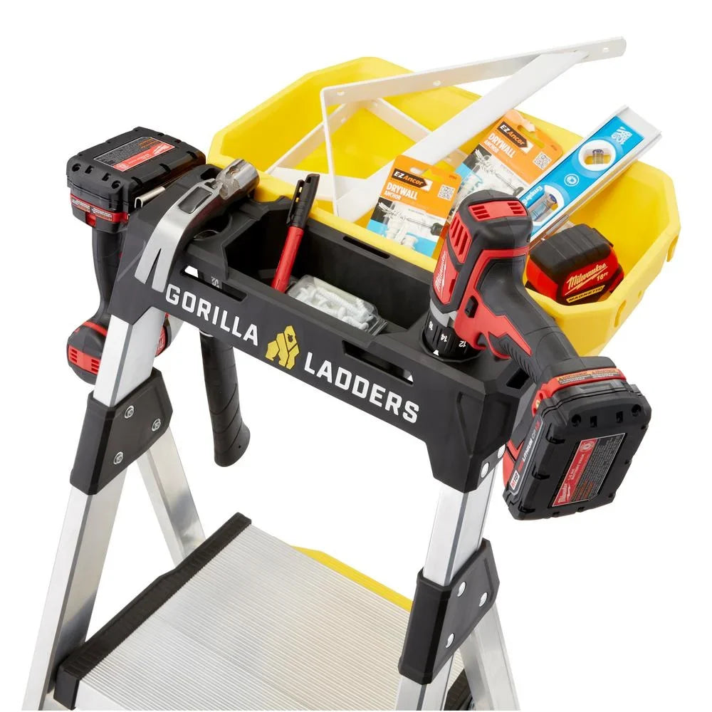 Gorilla Ladders Removable Dual Platform Heavy Duty Ladder with Project Bucket, 5.5 Ft, Aluminum, Multicolor - image 7